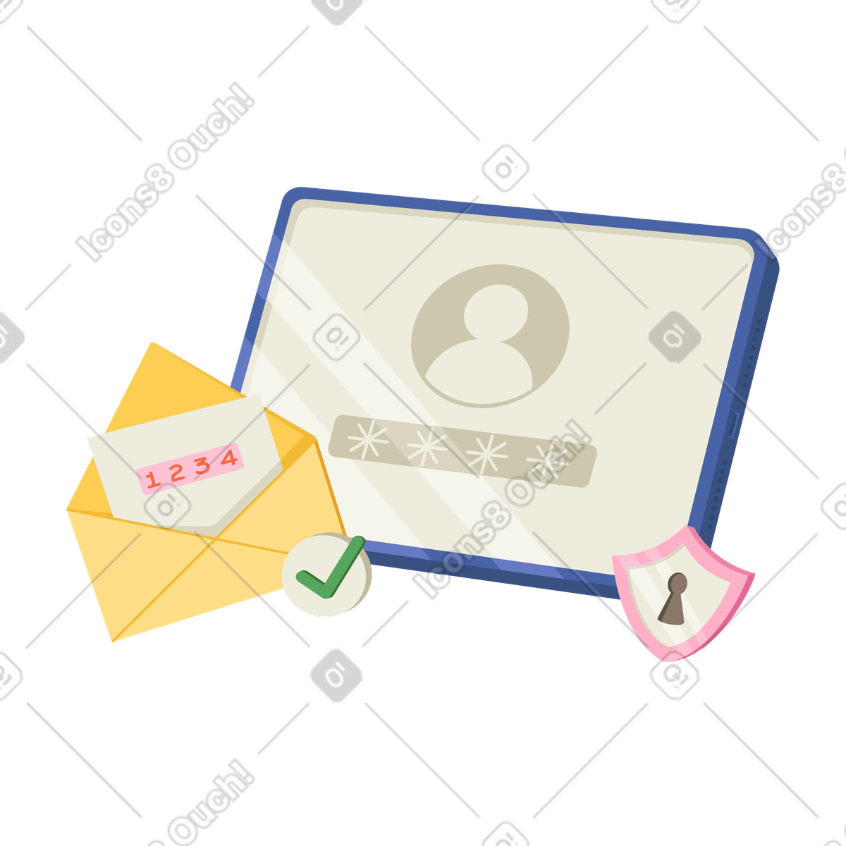 OTR verification while logging into account animated illustration in Social style download in GIF, Lottie (JSON), AE