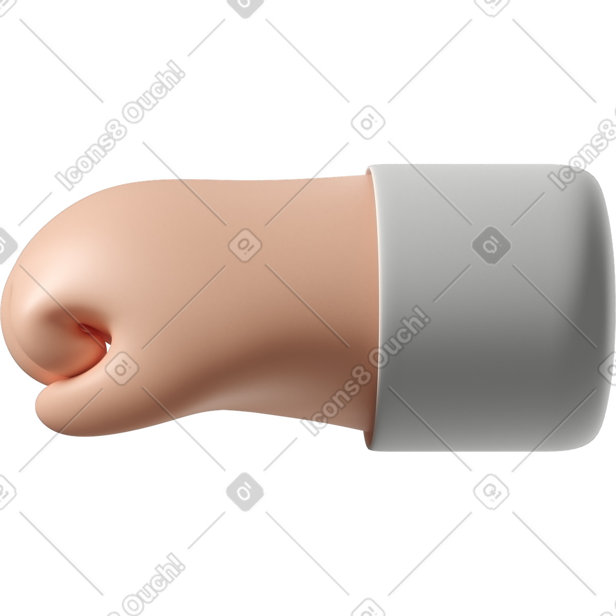 3D Hands Fun&Wild スタイルの 白い肌の手の拳を左に向けた のイラストをPNG、SVG形式でダウンロード