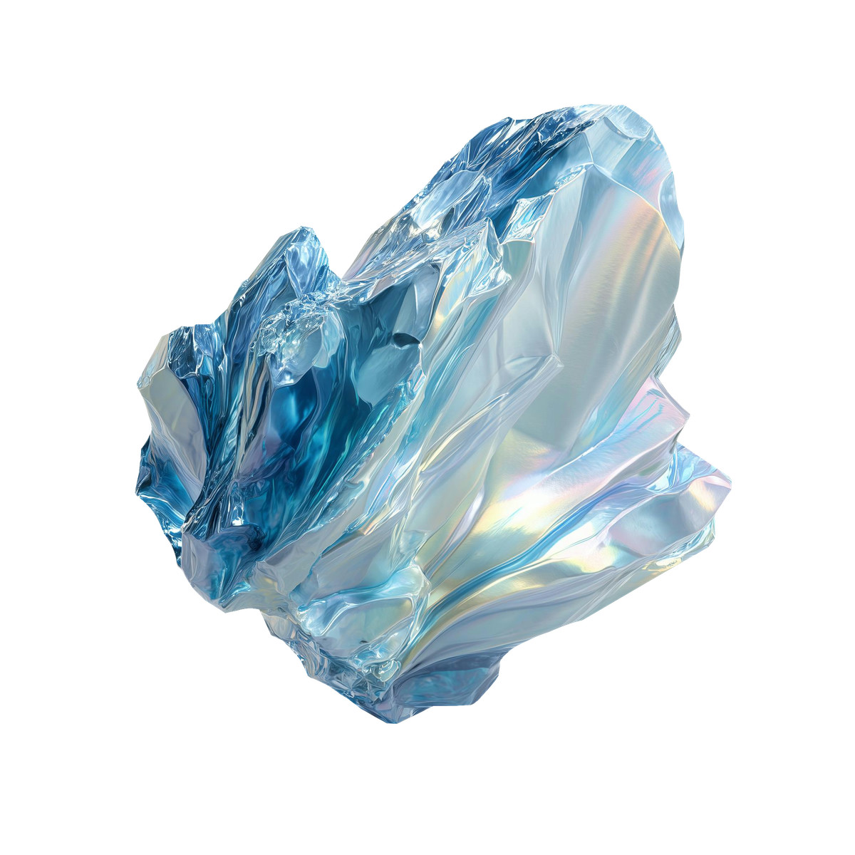 Sharp frozen crystal with frosty texture, blue shimmering ice chunk, fantasy magic element illustrazione in stile Biomorphic scarica in PNG, SVG