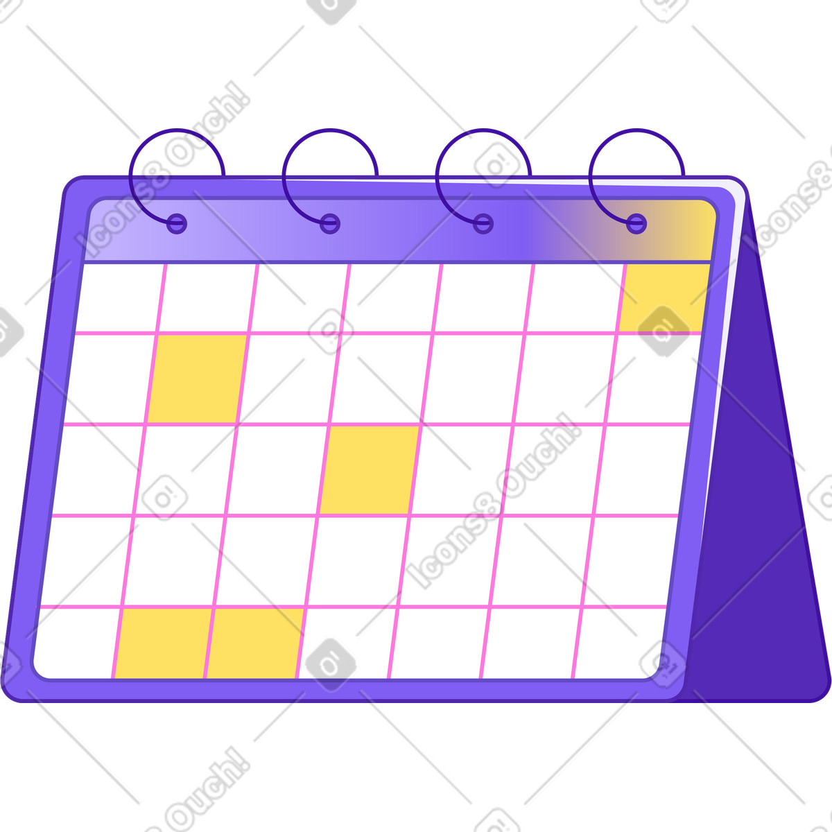 Calendar illustration in Rainbow style download in PNG, SVG