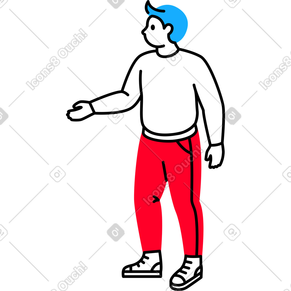 Standing man stretches his hand forward illustration in Transistor style download in PNG, SVG