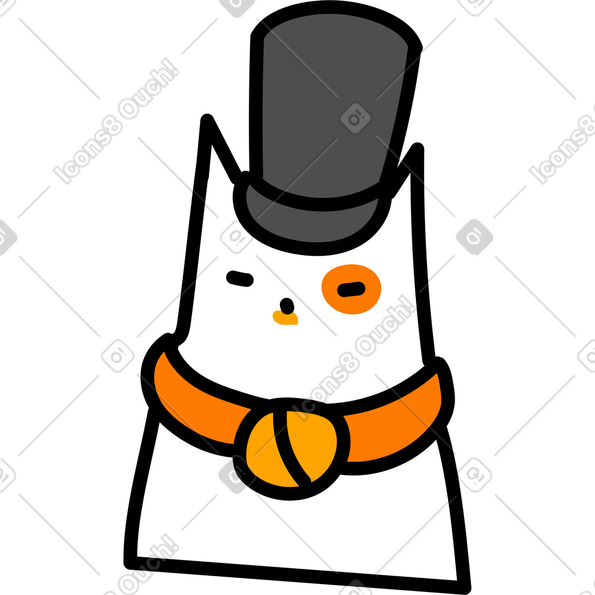Cat with hat illustration in Purr style download in PNG, SVG