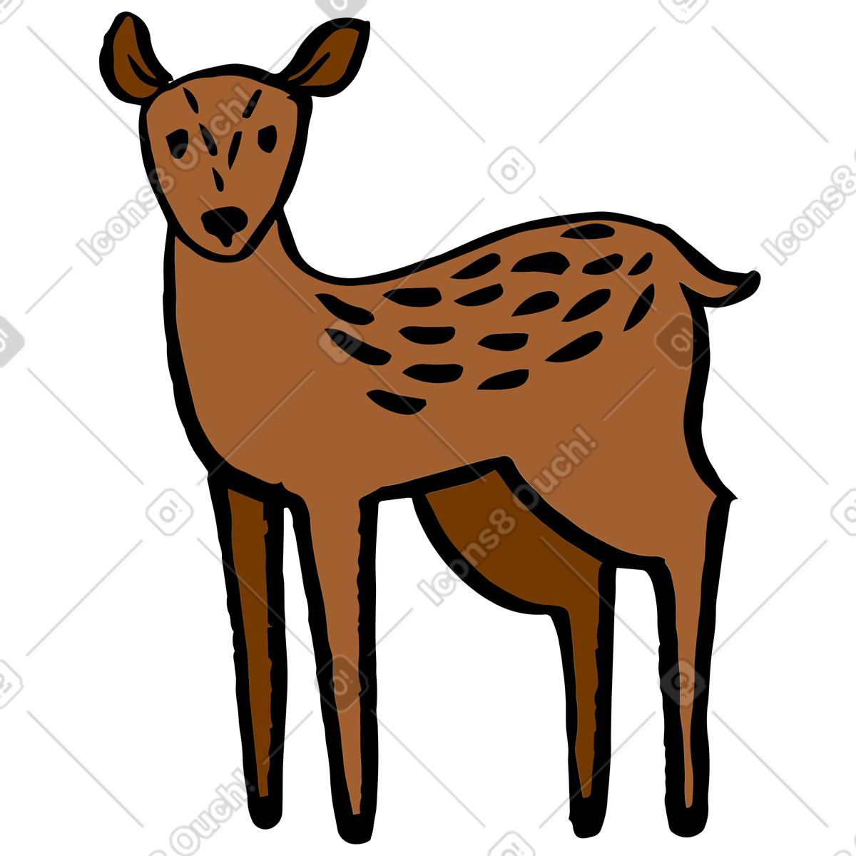 Ilustración Ciervo hembra de pie en estilo Scandi a descargar en PNG y SVG
