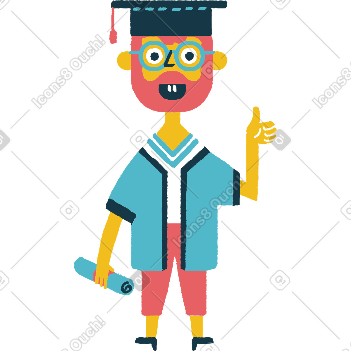 Student abschluss-Illustration im Flamenco-Stil als Download in PNG, SVG