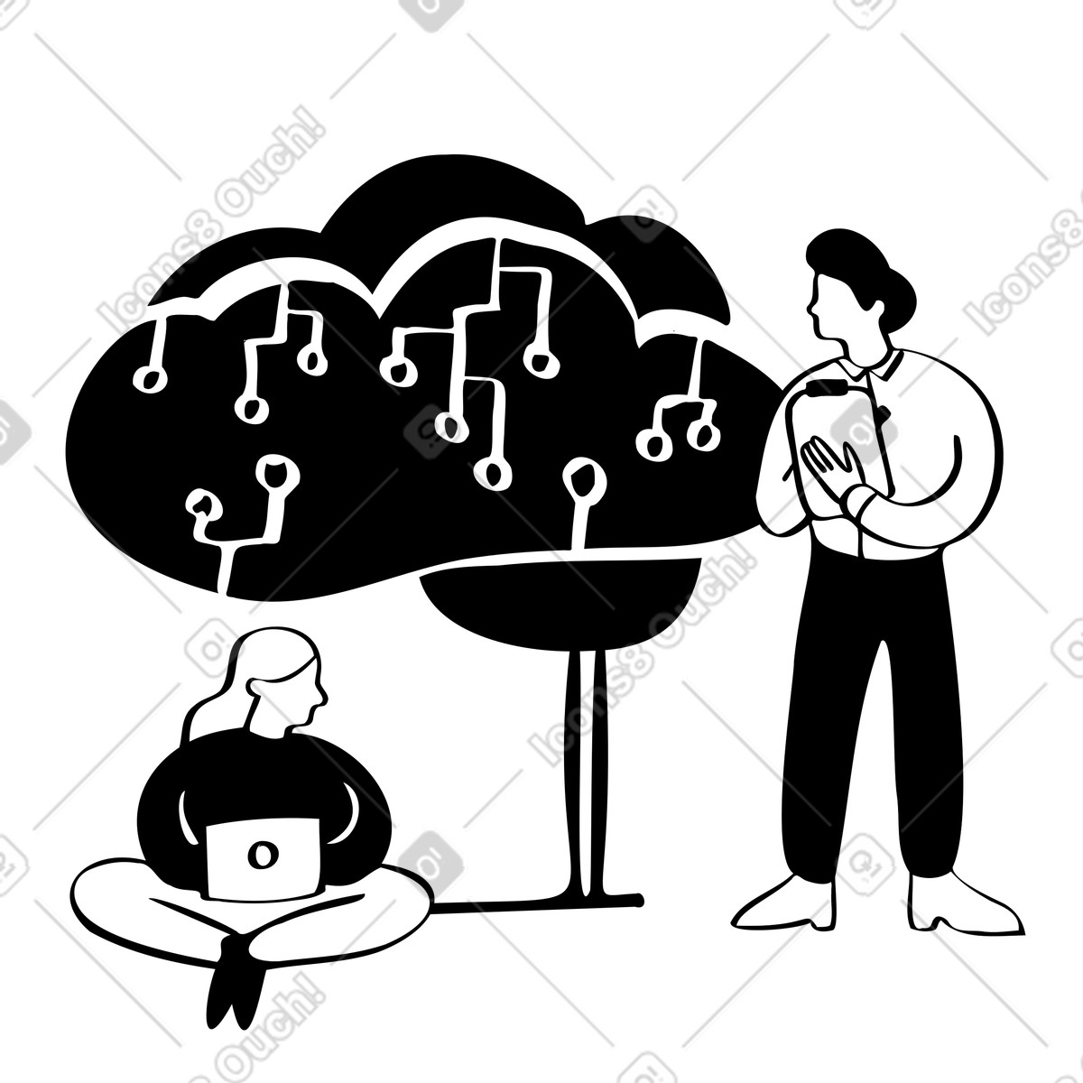 Ilustração de Tech professionals developing artificial intelligence, AI research and machine learning em PNG e SVG