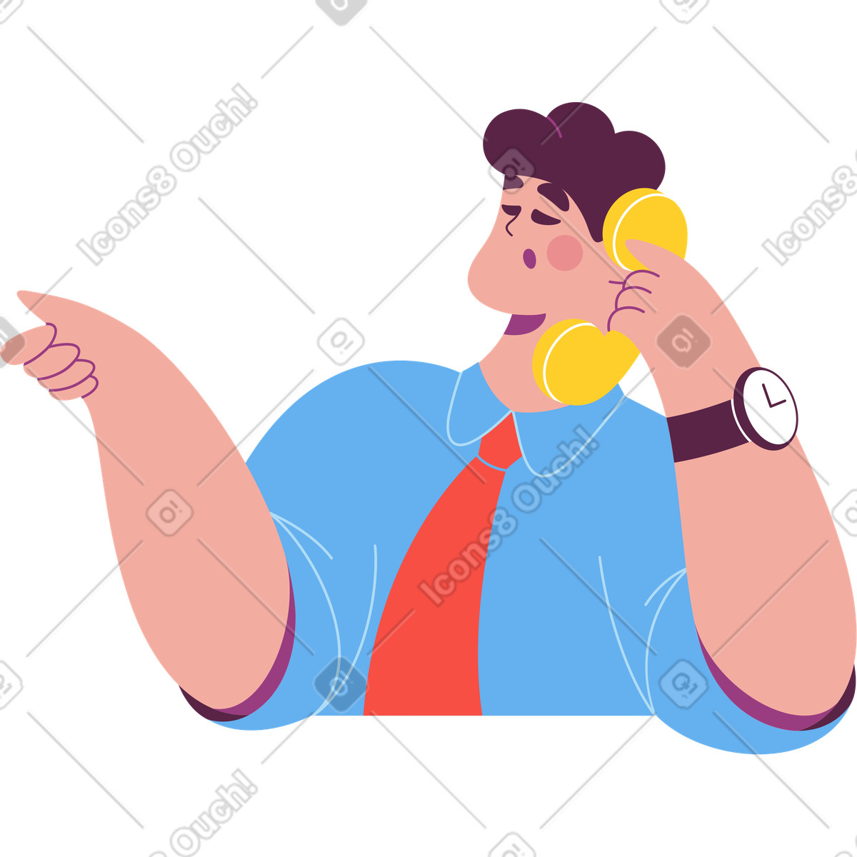 Man talking on the phone illustration in Sammy style download in PNG, SVG