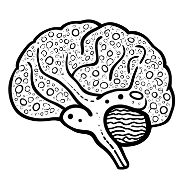 A microscopic view of the brain's microstructures, showing glial cells and capillaries