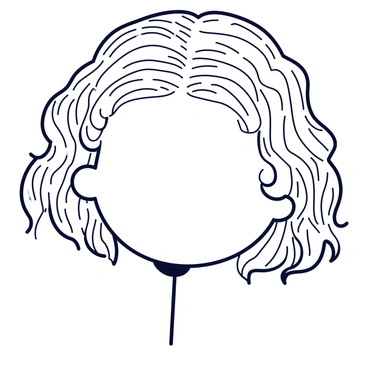 A minimalist line art illustration of a girl's elaborate hairstyle. The hair is represented by flowing lines that create an intricate pattern, showcasing curls and waves. The lines elegantly swirl and intertwine, adding a sense of movement and depth to the design. The girl's face is not included, focusing solely on the hairstyle. The overall composition emphasizes the beauty and complexity of the hair without any distractions.