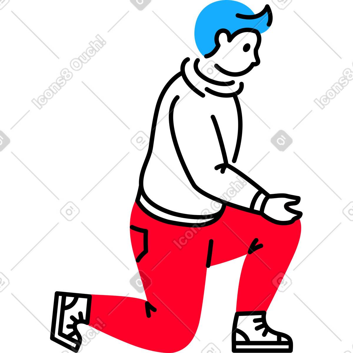 Servicemann auf seinem knie-Illustration im Transistor-Stil als Download in PNG, SVG