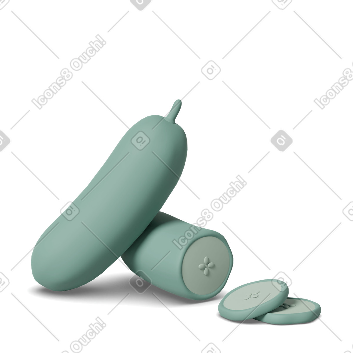 Green cucumber illustration in 3D Casual life style download in PNG, SVG