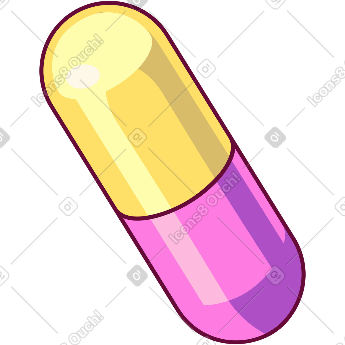 Yellow pink pill-Illustration im Handy-Stil als Download in PNG, SVG