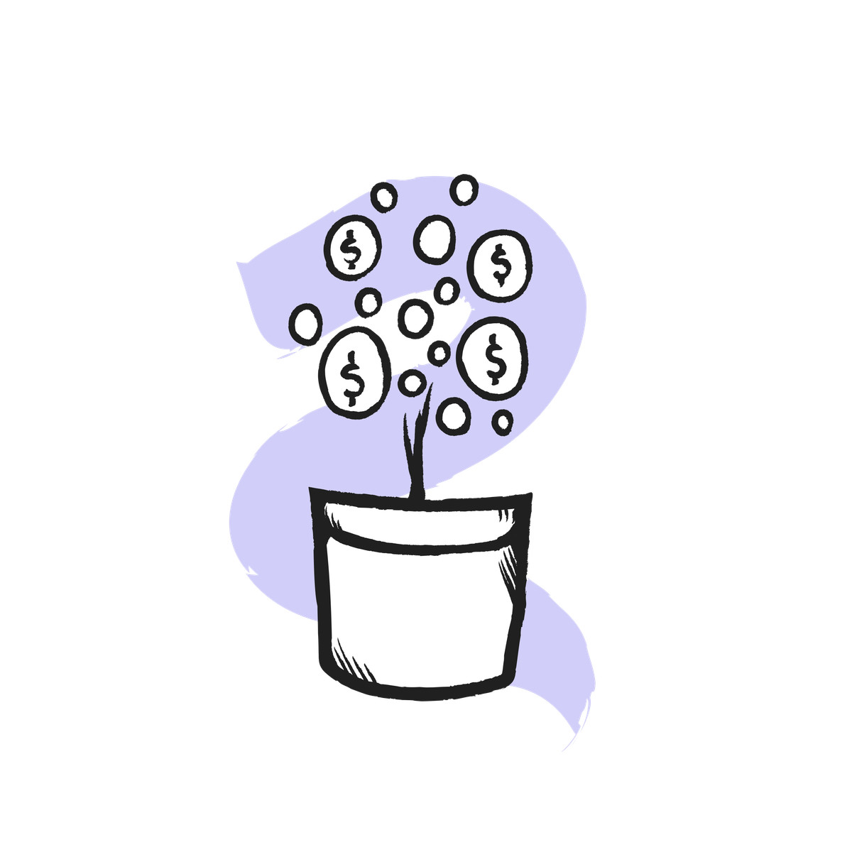 Иллюстрация Money growing on potted plant, Wealth accumulation and passive income в стиле Pixeltrue icons — скачать в форматах PNG, SVG