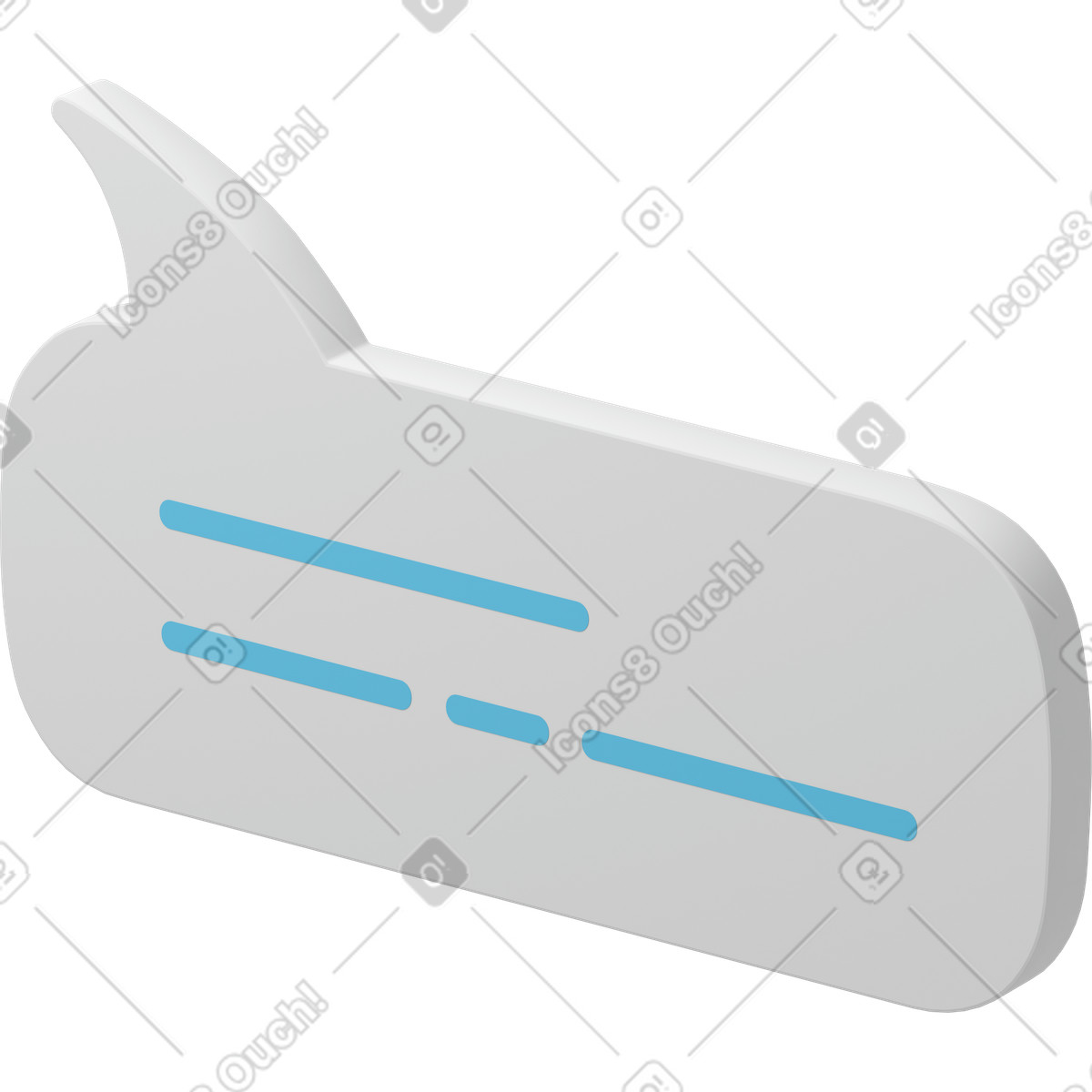 White speech bubble with blue lines illustration in PNG, SVG