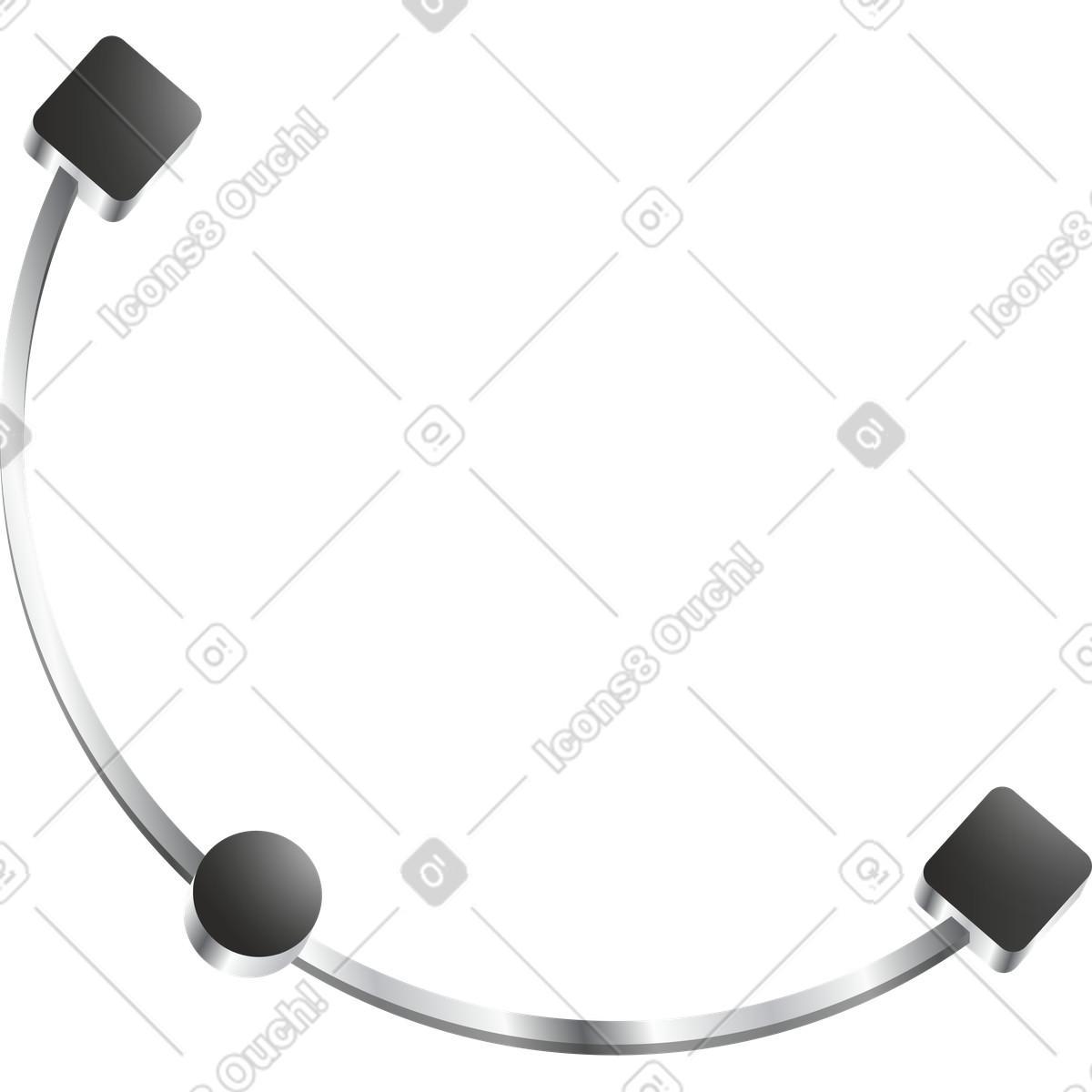 Token スタイルの Metallic bezier curve with anchor points for graphic design のイラストをPNG、SVG形式でダウンロード