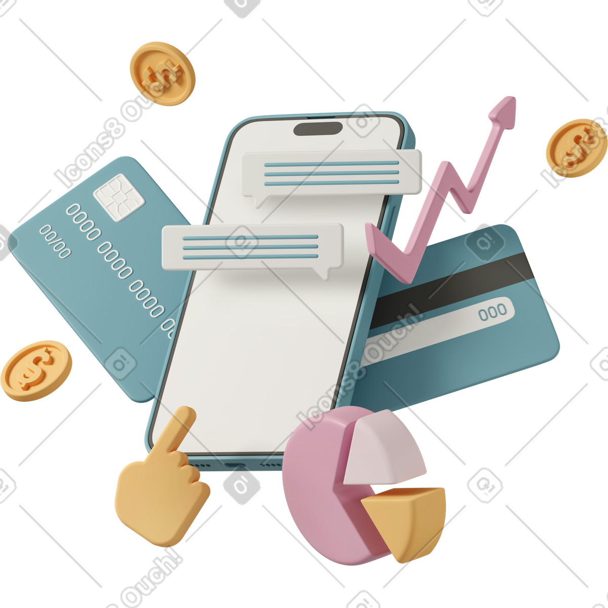 Business account-Illustration im 3D Casual life-Stil als Download in PNG, SVG