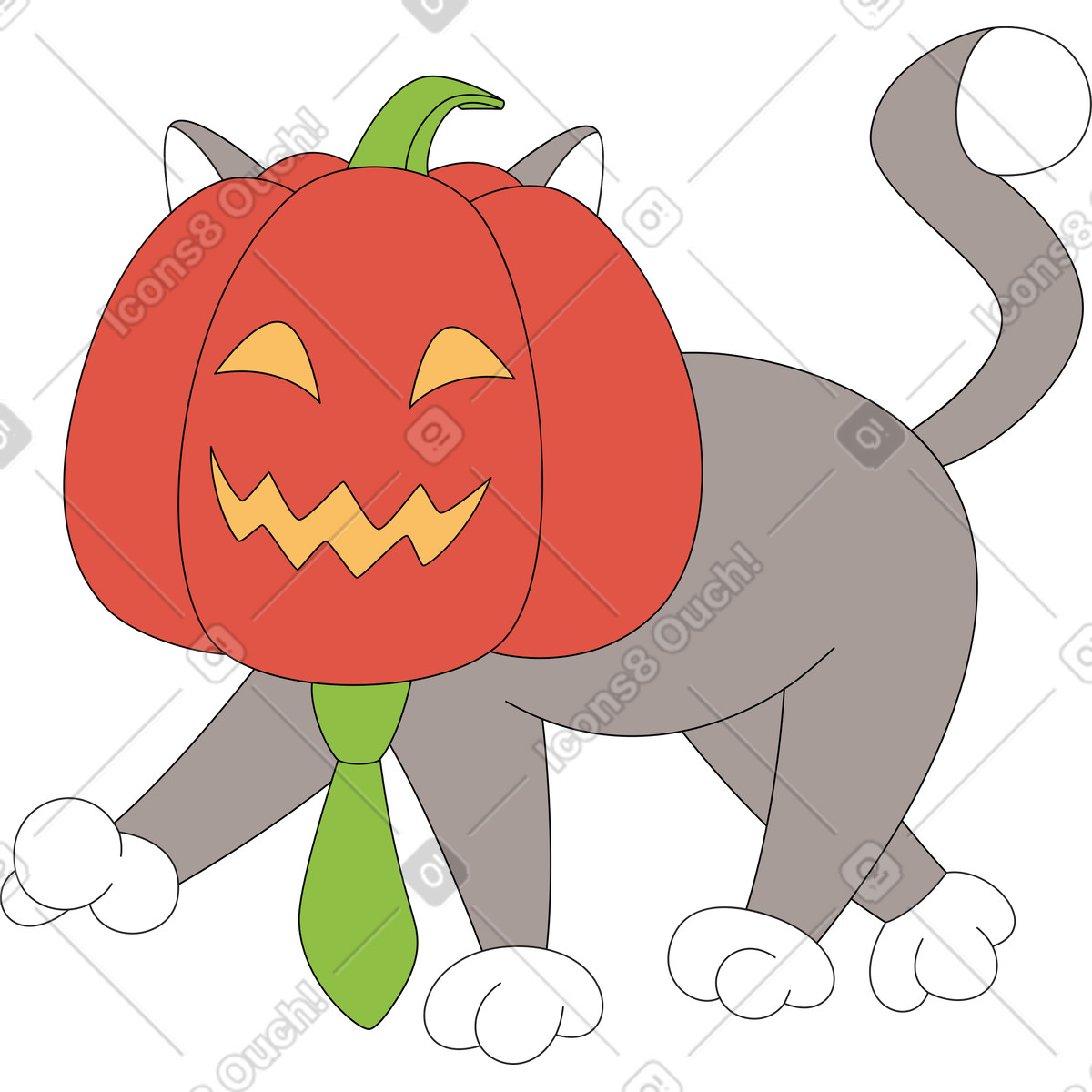 Ilustración Gato ocupado con calabaza en estilo Sitcom a descargar en PNG y SVG