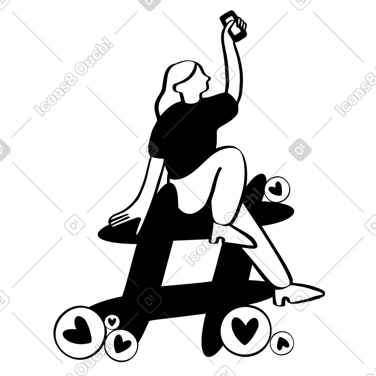 Ilustración Influencer se vuelve viral en las redes sociales estilo Journal a descargar PNG y SVG
