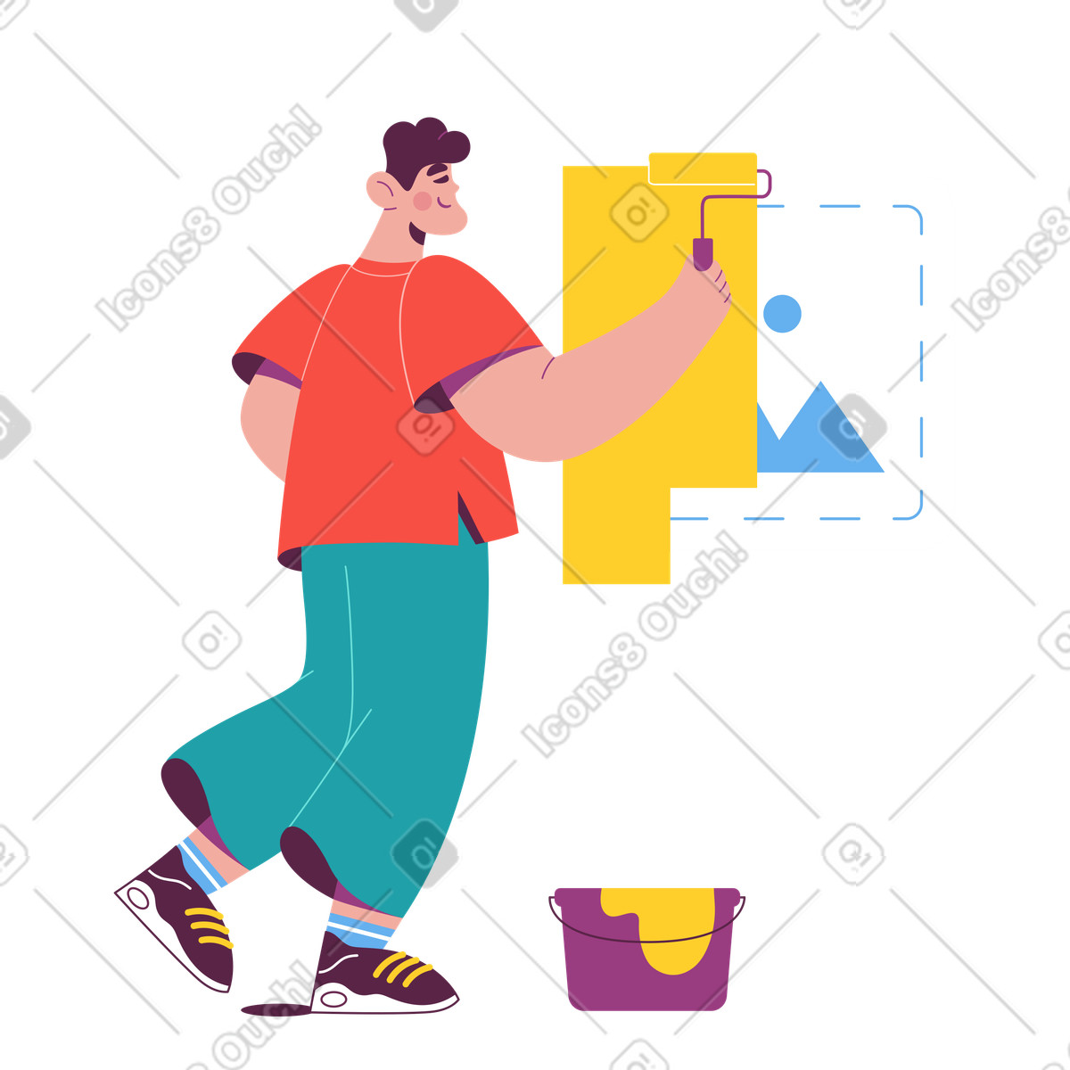 Painting over picture, Visual transformation or rebranding illustration in Sammy style download in PNG, SVG