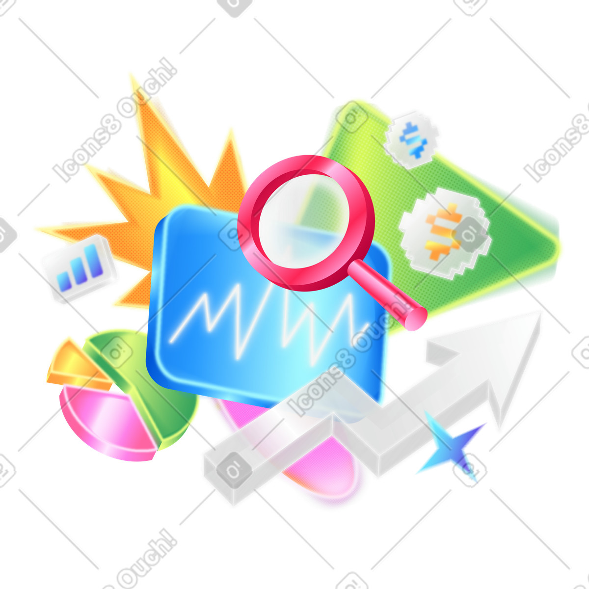 Financial growth and financial statistics illustration in PNG, SVG