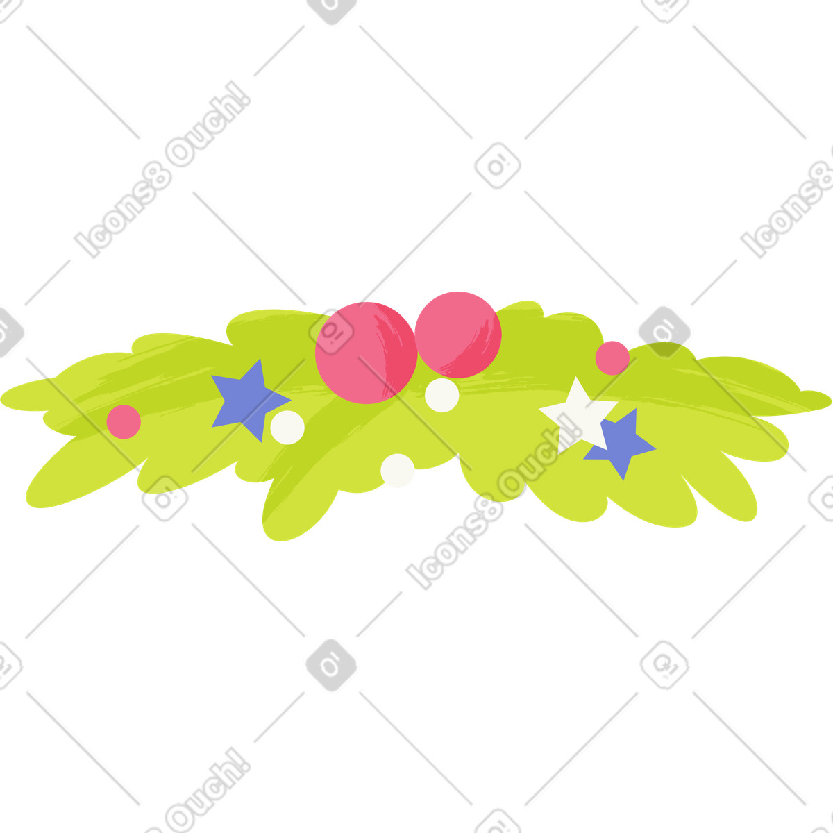 Illustration Branches d'épinette avec des boules dans le style Juicy à télécharger aux formats PNG, SVG