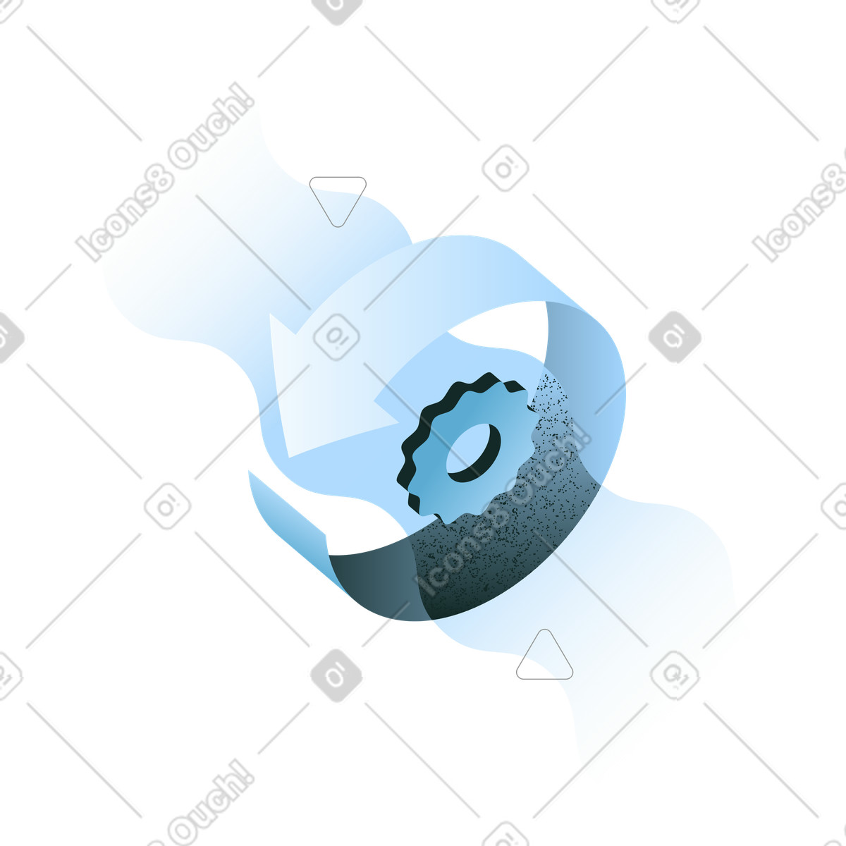 Ilustração de Engrenagem com seta circular, otimização e eficiência do sistema. em no estilo Concept para baixar em PNG, SVG