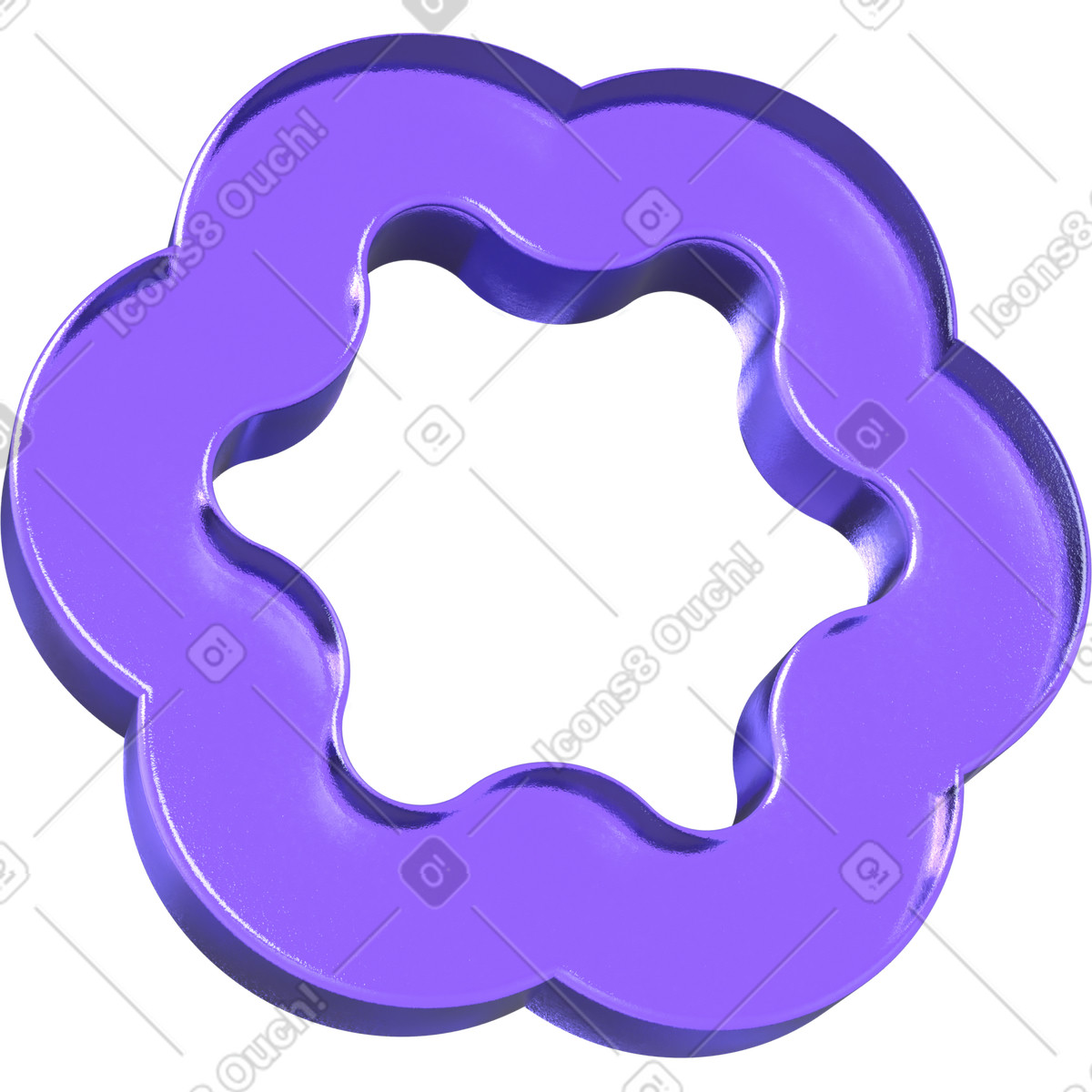 Abstract glass shape, circular purple object illustration in 3D Boost style download in PNG, SVG