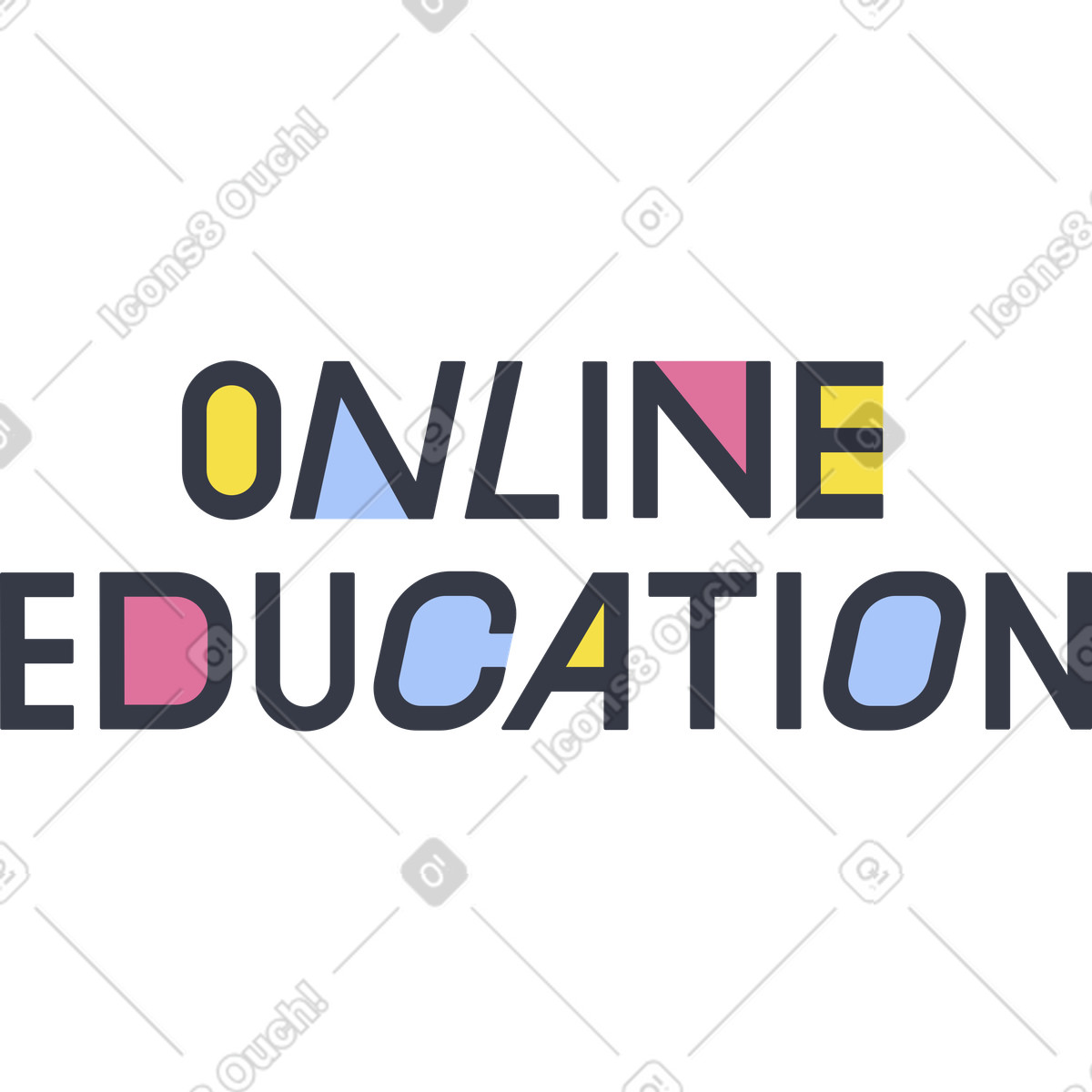 Lettering istruzione online illustrazione in stile Abstract scarica in PNG, SVG