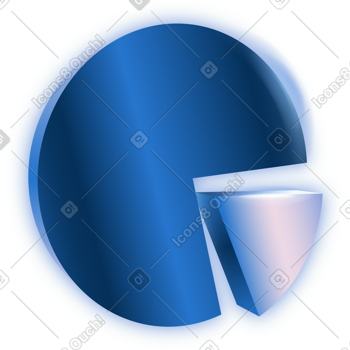 Pie chart illustration in Dimension style download in PNG, SVG