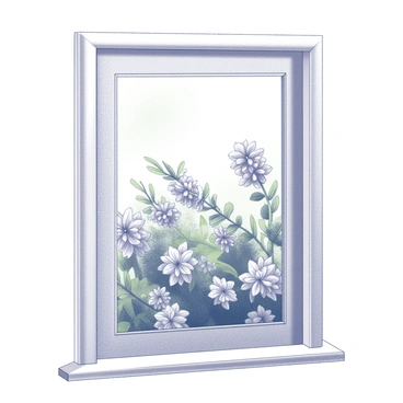 A window framed by white wooden trim. The view through the glass reveals a garden filled with grevillea plants. The plants are lush and vibrant, showcasing their distinct, intricate foliage. The leaves have a delicate texture and are arranged in clusters. Some grevillea plants are adorned with flowering spikes, displaying their unique shapes. The scene captures the natural beauty and richness of the garden outside, with the greenery creating a lively contrast against the window frame.