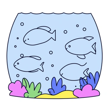 A school of sunfish swimming together in a synchronized manner. The sunfish have round bodies and large dorsal fins with a light blue hue. They are shown gliding through clear tropical waters, surrounded by small bubbles rising towards the surface. Colorful coral reefs can be seen in the background, providing a vibrant contrast to the fish. The sunlight filters down, illuminating the scene and reflecting on the water's surface.
