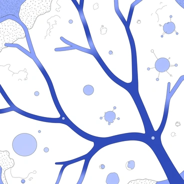 A close-up view of neurons in the brain. The neurons exhibit long, branching dendrites extending from their cell bodies. Synapses connect the neurons, with visible gaps where the dendrites meet. The axons are surrounded by myelin sheaths, and there are numerous small vesicles near the synapses, indicating neurotransmitter activity. The background features a textured representation of brain tissue, highlighting the complexity of this neural network.