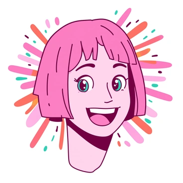 A pop-art style portrait of a smiling person with vibrant colors