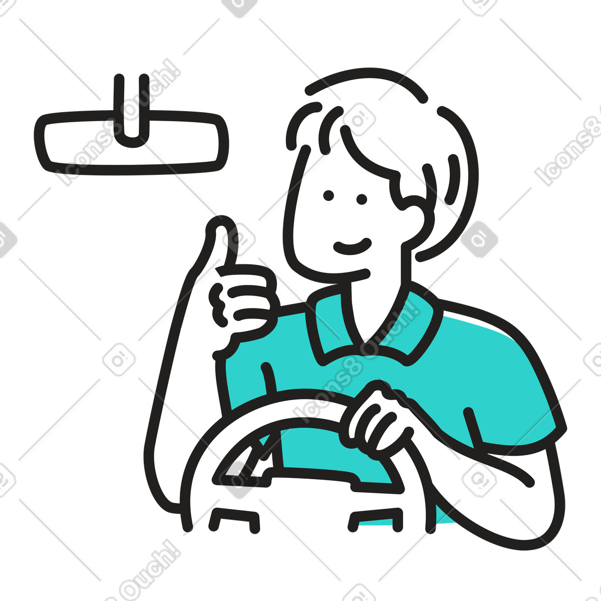 Ilustración Conductor dando el pulgar hacia arriba en estilo Little a descargar en PNG y SVG