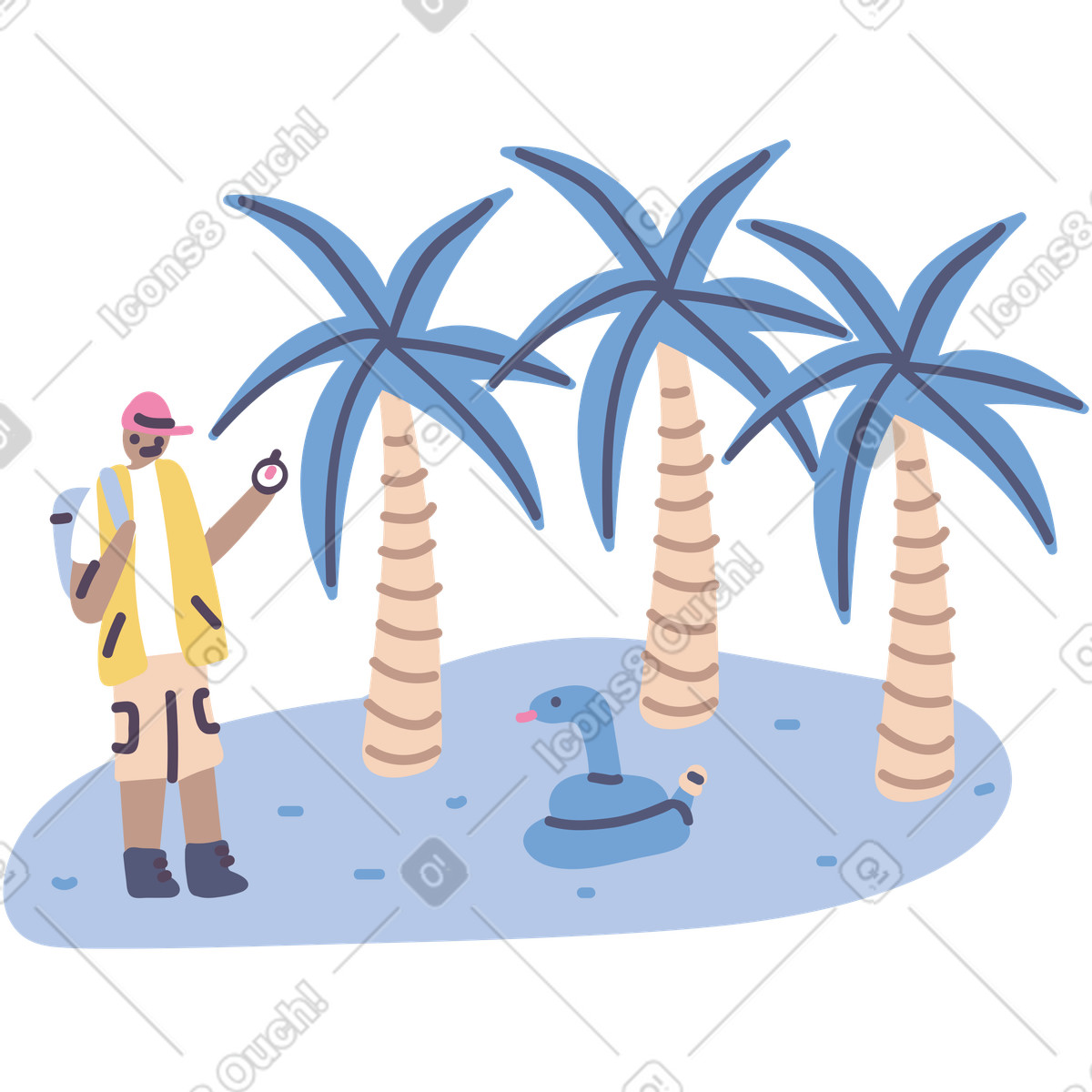 Illustration Plantes, soins des forêts, faune dans le style Pluto à télécharger aux formats PNG, SVG