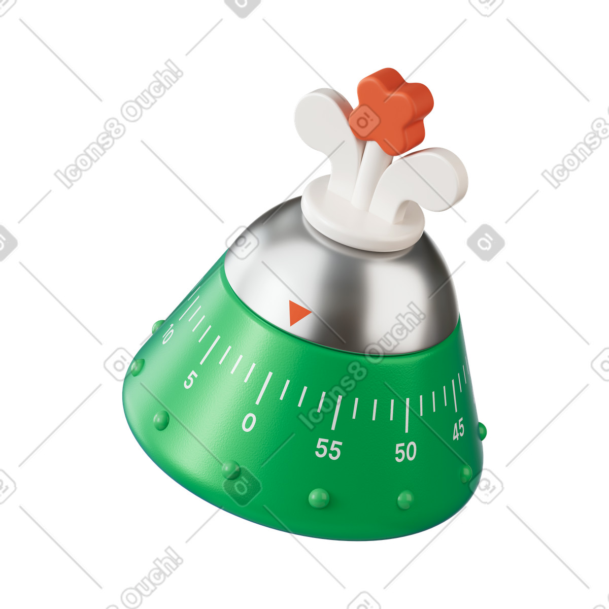 Ilustración Timer kitchen countdown dial with green base and flower knob en estilo 3D Stickle a descargar en PNG y SVG
