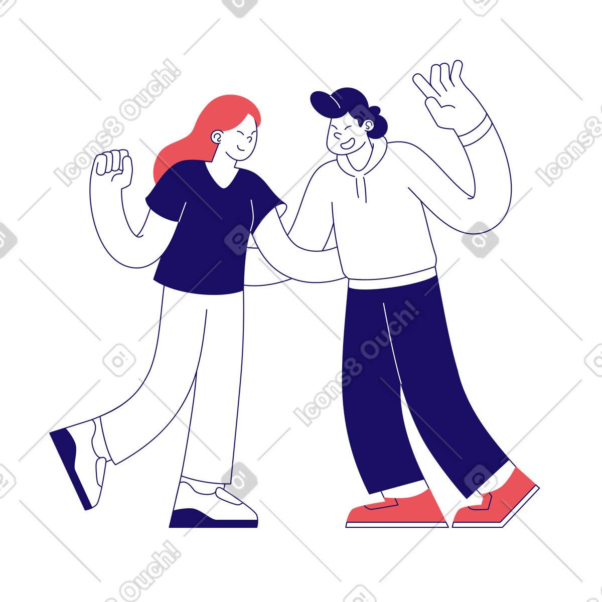 Two people celebrating success together illustration in Bendy style download in PNG, SVG
