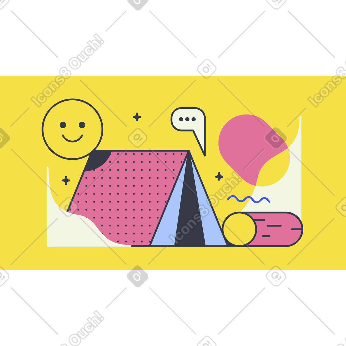 Camping animated illustration in Abstract style download in GIF, Lottie (JSON), AE