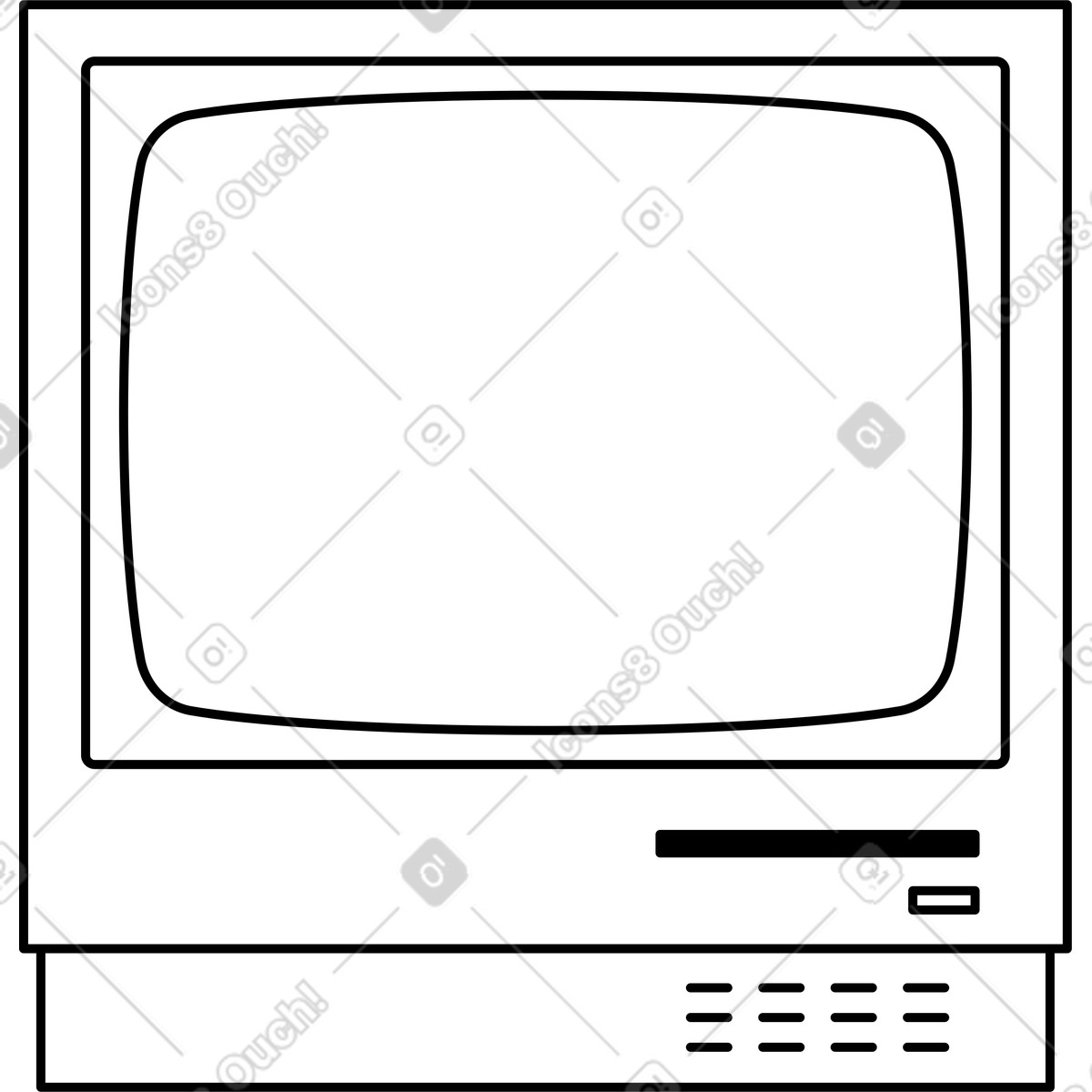 Großer retro-computer-Illustration im Transistor-Stil als Download in PNG, SVG