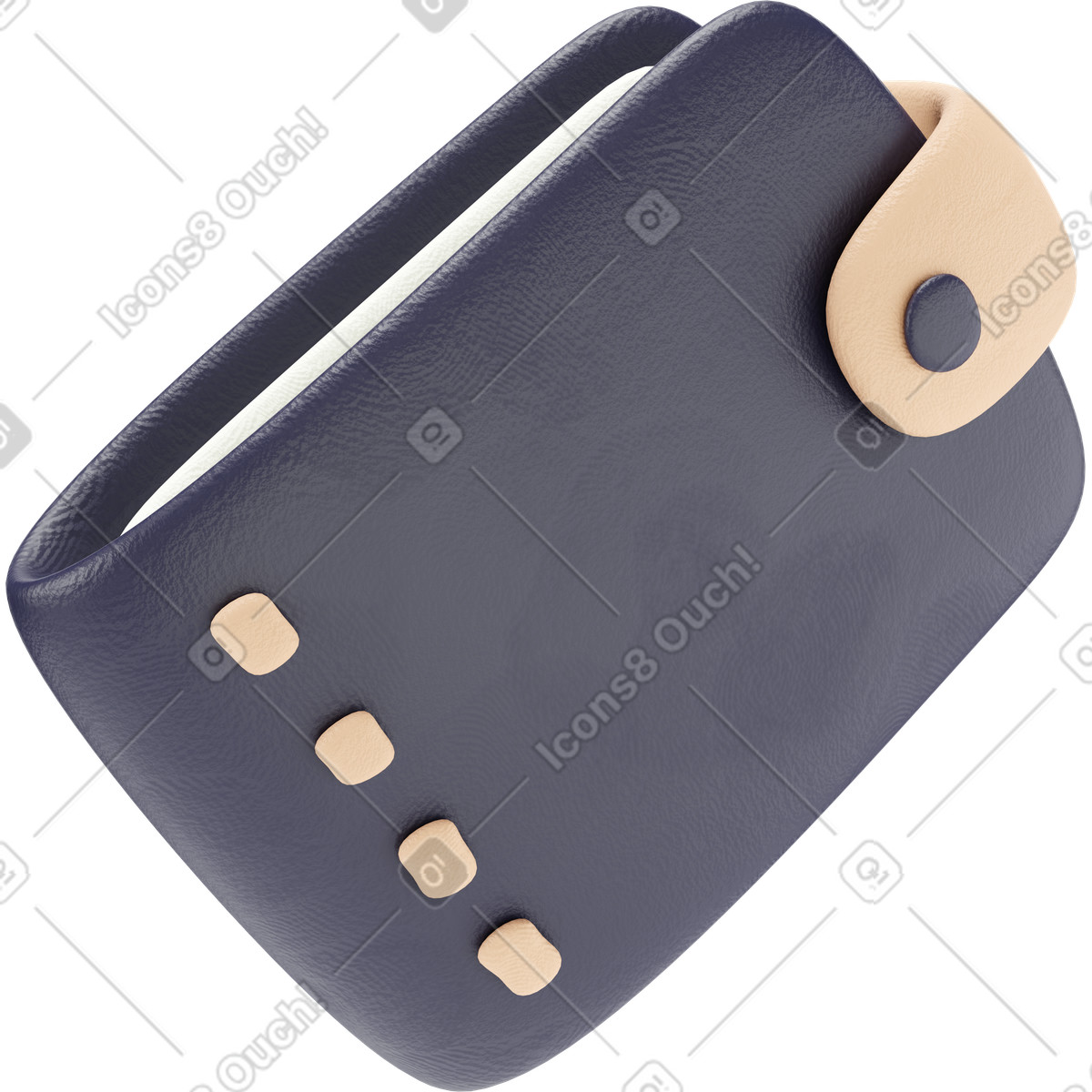 Illustration Portefeuille épais noir dans le style 3D Stripy à télécharger aux formats PNG, SVG