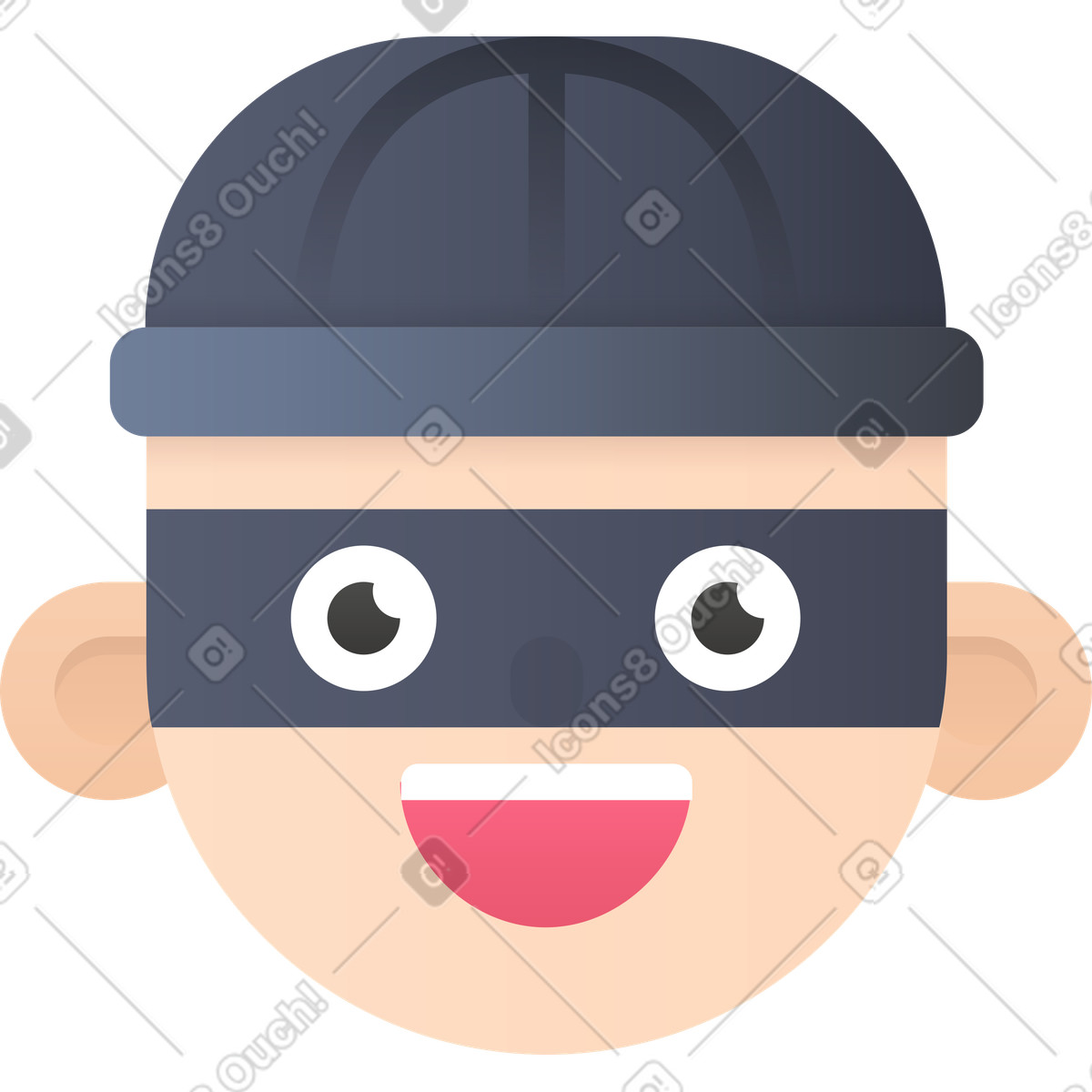Thief head illustrazione in stile Hugo scarica in PNG, SVG