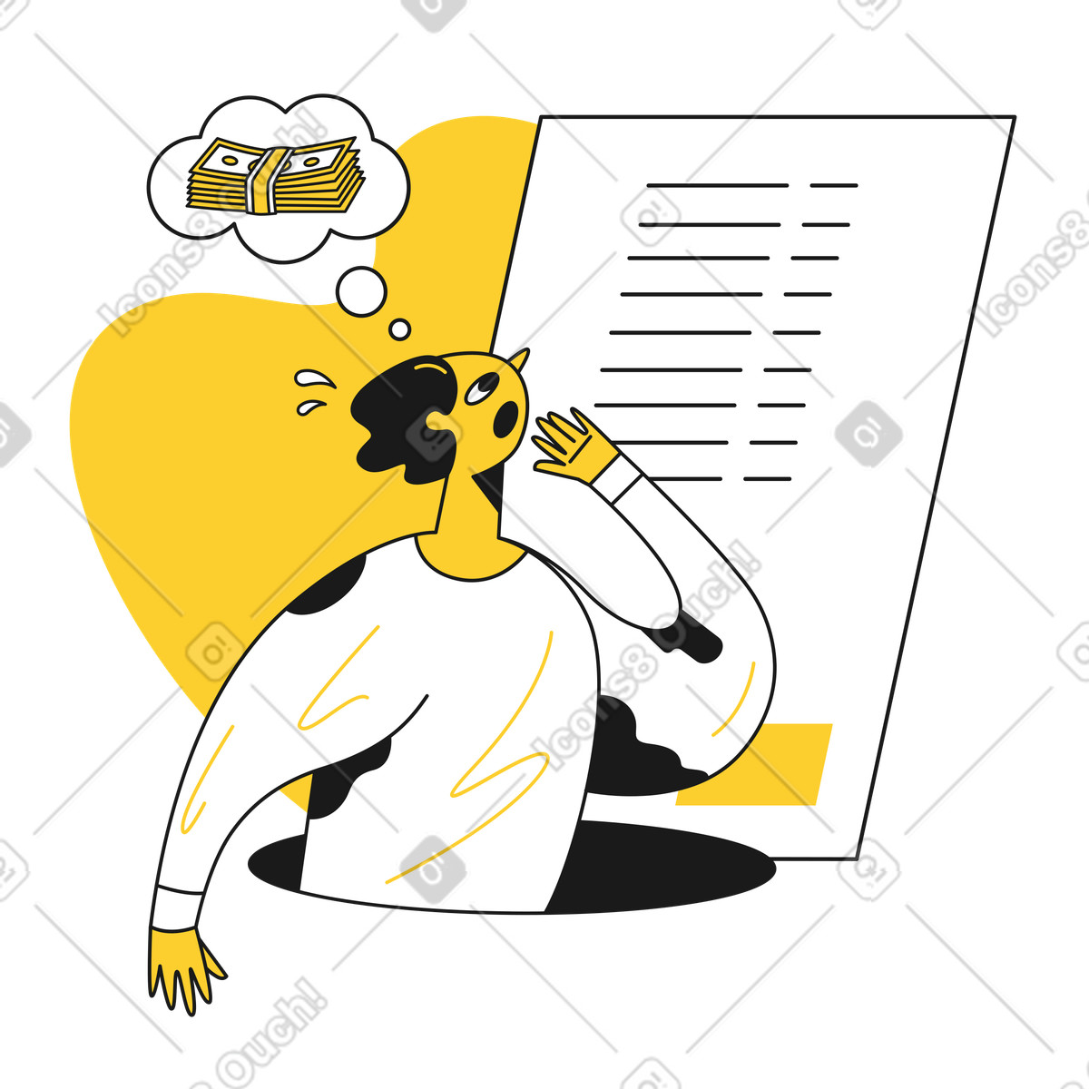 Zu großer scheck-Illustration im Taxi-Stil als Download in PNG, SVG