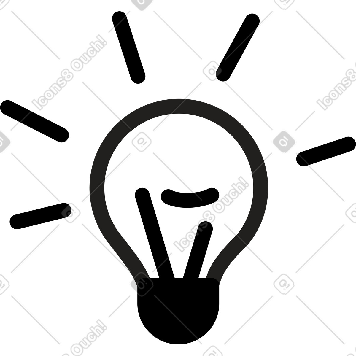 Light bulb minimal icon with simple filament shape for ideas-Illustration im Notion Line Art-Stil als Download in PNG, SVG
