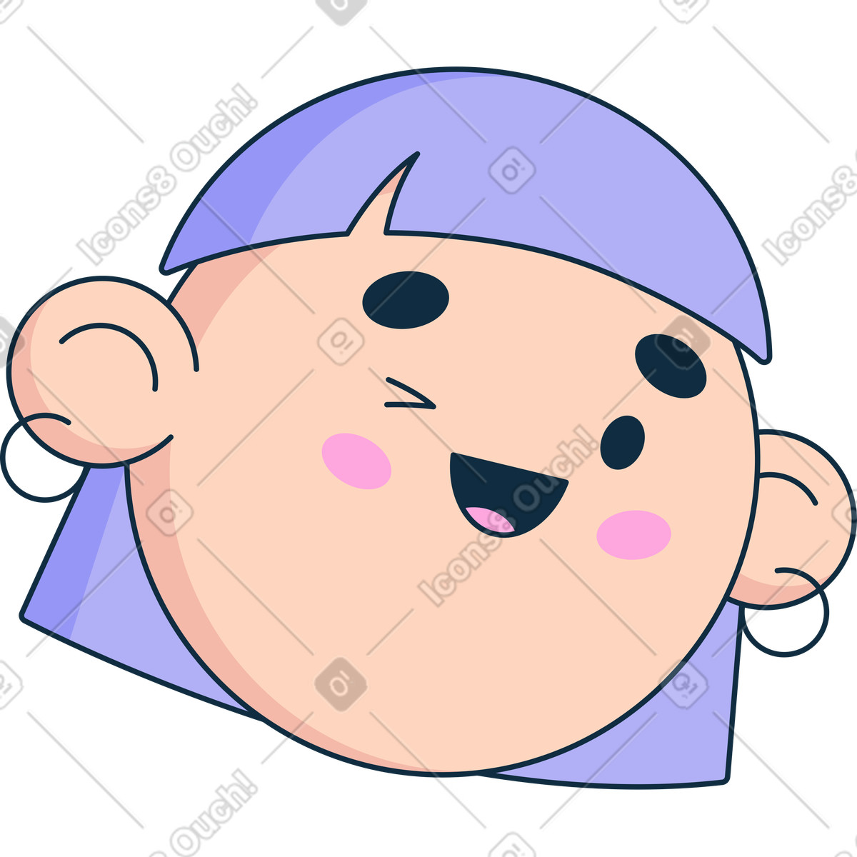 Ilustración La cabeza de mujer guiña en estilo Bubble gum a descargar en PNG y SVG
