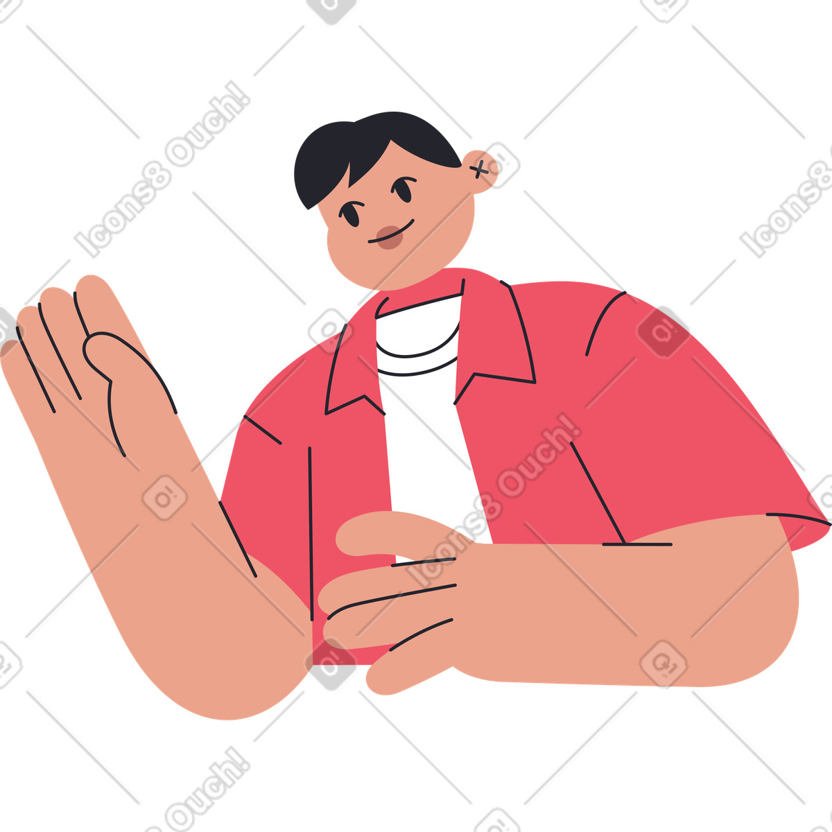 Ilustração de Homem camisa vermelha torso em no estilo Boba para baixar em PNG, SVG
