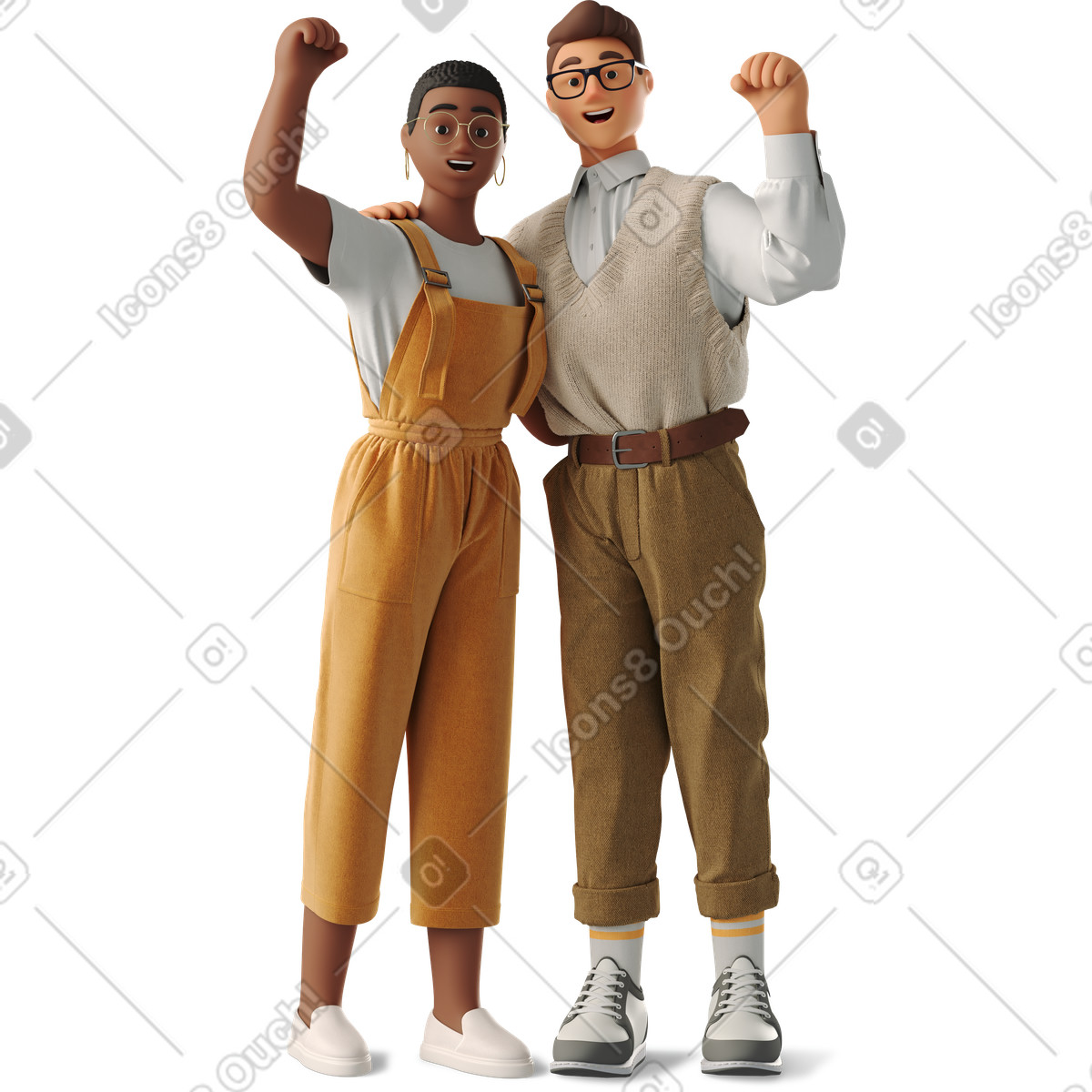 Ilustração de Joyful man and woman em no estilo 3D Business para baixar em PNG, SVG
