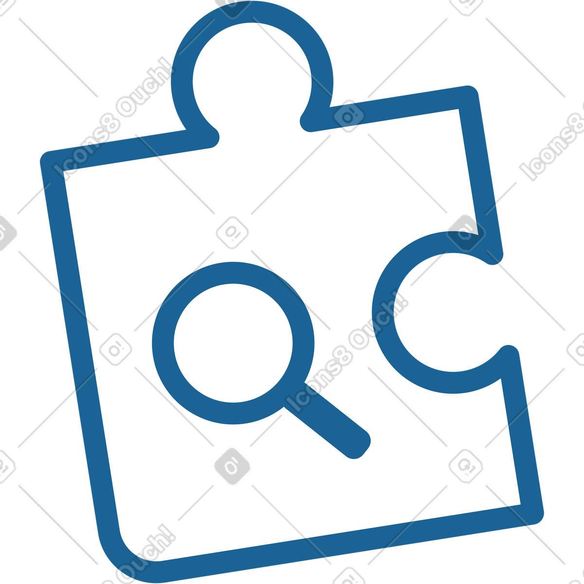 Puzzle with magnifying glass illustration in PNG, SVG