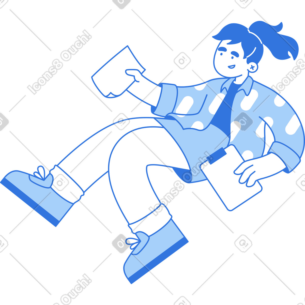 Frau mit klemmbrett und papier-Illustration im Sky-Stil als Download in PNG, SVG