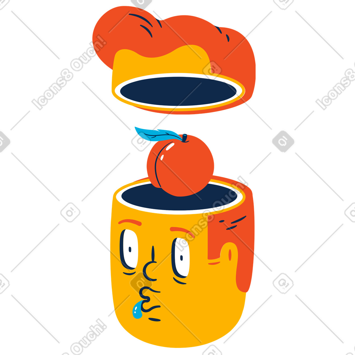 Illustration Homme pensant à la pomme dans le style Flame télécharger aux formats PNG, SVG