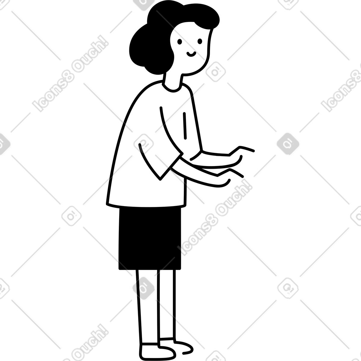 Иллюстрация Character standing upright with outstretched arms and smiling face в стиле Notion Line Art — скачать в форматах PNG, SVG