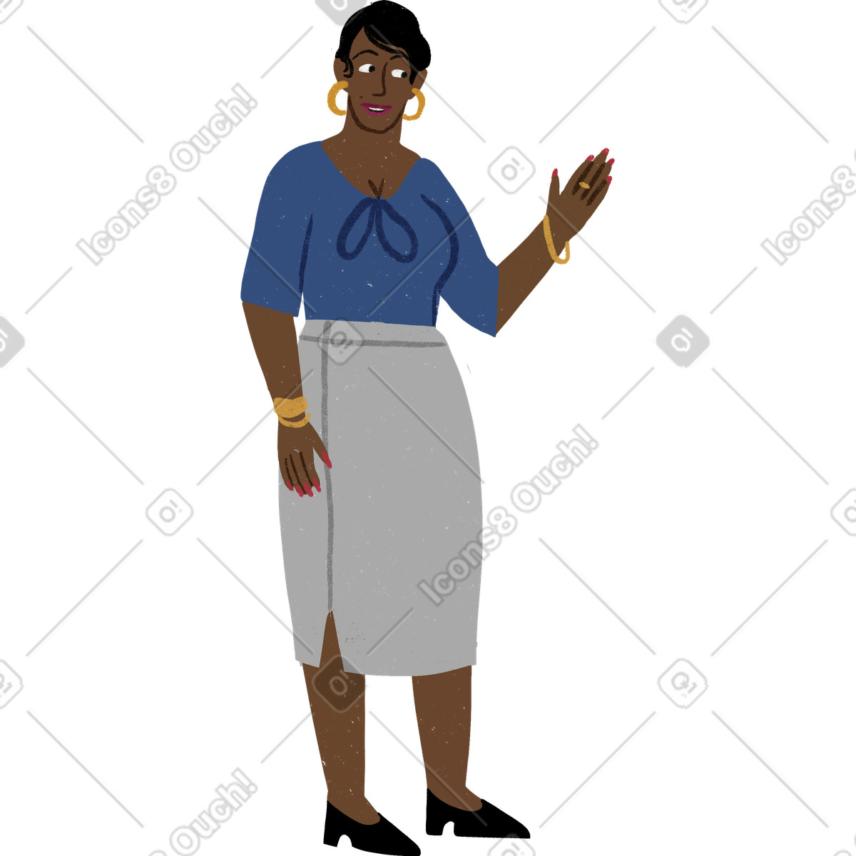 Ilustração de Woman talking about something while moving her hand em no estilo Public para baixar em PNG, SVG